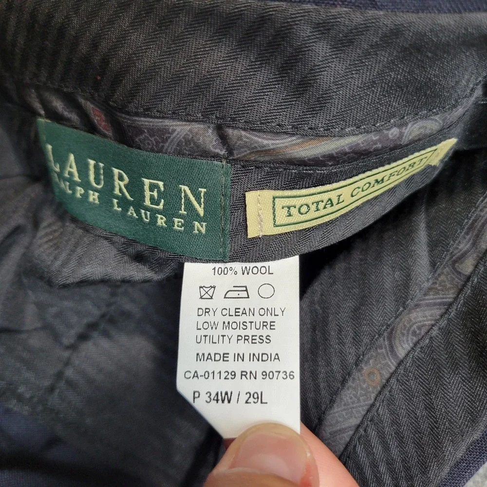 Lauren Ralph Lauren Pants Mens 34X29 Black Chino Wool Total Comfort Outdoor